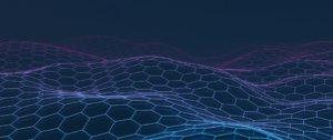 Interconnected hexagonal grids in blue and purple